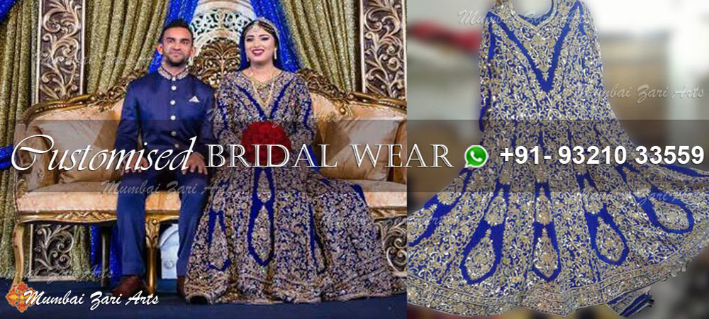 A customized gown bridal wear by Mumbai Zari Arts