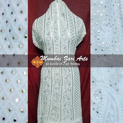 Lucknowi chikan mukesh works by Mumbai Zari Arts